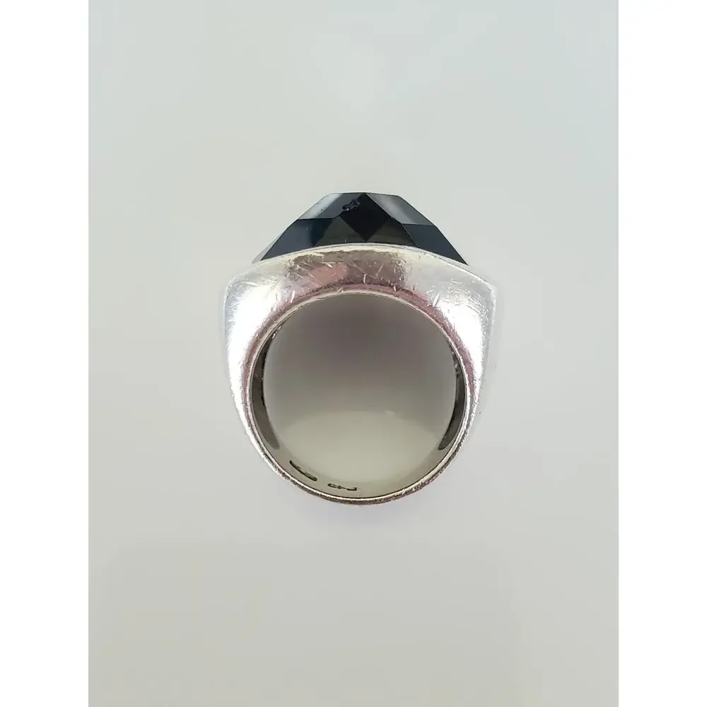 Vintage CFJ Designer Sterling Silver Onyx Ring